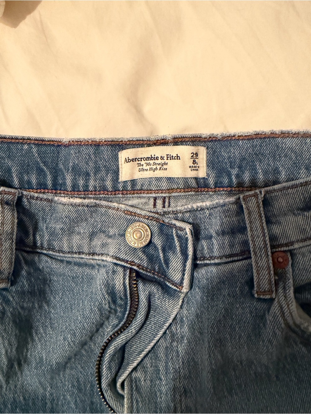 Abercrombie & Fitch Light Blue High-Rise Straight Jeans